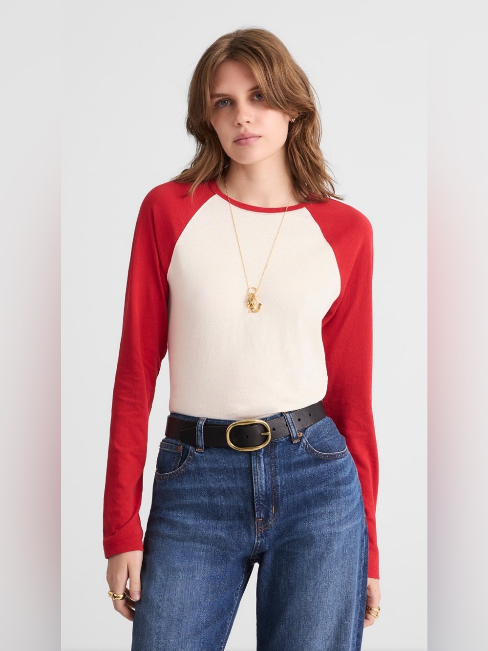 NWT MADEWELL Baseball Long Sleeve Tee in Vintage Jersey size women’s extra small